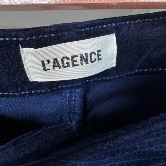 NEW L'AGENCE Stevie High Rise Velvet Straight Leg Pants Navy Size 32 - Picture 9 of 10